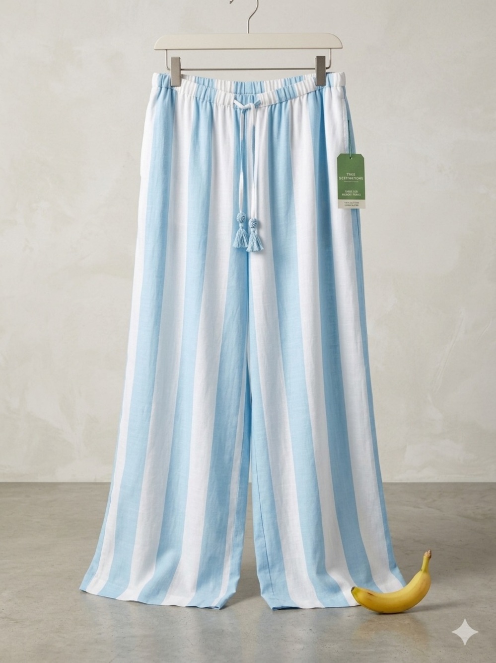 True Destinations Wide-Leg Striped Resort Pants/Swim cover-up.  Size XL
